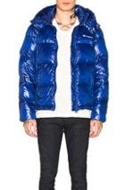 Champion Reverse Weave Hooded Puffer Jacket In Blue