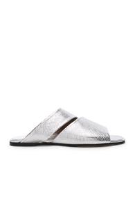 Alumnae Slashed Slide Sandals In Metallics,animal Print