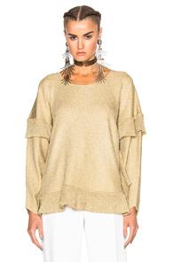 Lanvin Ruffle Metallic Knit Top In Metallics