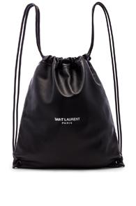 Saint Laurent Drawstring Backpack In Black