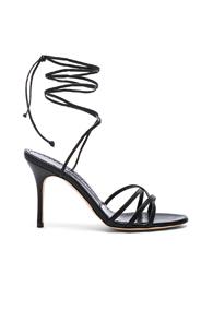 Manolo Blahnik Leather Leval 90 Sandals In Black