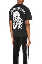 Palm Angels Thinking Skull Tee In Black,white