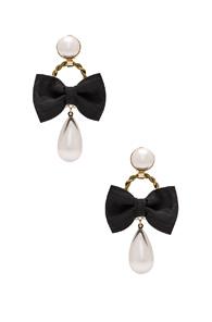Alessandra Rich Bow & Pearl Earrings In Metallics