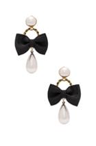 Alessandra Rich Bow & Pearl Earrings In Metallics