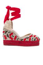 Castaner Embroidered Canvas Carina Espadrilles In Red