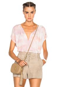 Raquel Allegra Shirred Combo Top In Pink,ombre & Tie Dye