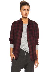 Isabel Marant Etoile Ipa Cotton Voile Button Up In Red,checkered & Plaid
