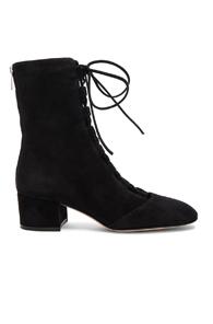 Gianvito Rossi Suede Lace Up Boots In Black