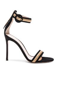 Gianvito Rossi Suede Ankle Strap Heels In Black,metallics