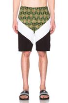 Givenchy Banded Carpet Print Swim Shorts In Black,green,geometric Print