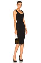 Victoria Beckham Matte Heavy Rib Jersey Drape Cami Curve Fitted Dress In Black