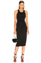 Enza Costa Jersey Side Ruched Midi Dress In Black