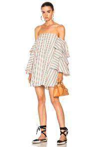 Caroline Constas For Fwrd Carmen Dress In Stripes,green,white