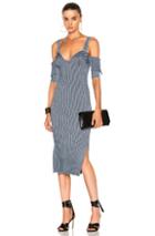 Victoria Beckham Bicolor Rib High Slit Dress In Blue