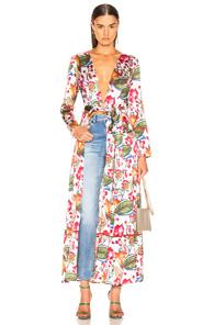 We Are Leone Contrast Maxi Cardigan In Abstract,floral,pink,white