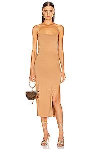 Enza Costa Strappy Side Slit Dress In Neutral