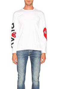 Comme Des Garcons Play Logo Tee In Novelty,white