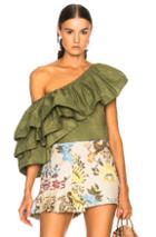 Marques ' Almeida One Shoulder Ruffle Top In Green