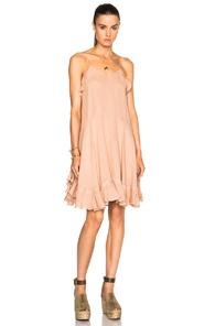 Chloe Gauzy Linen Ruffle Mini Dress In Pink,neutrals