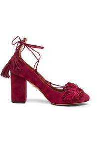 Aquazzura Suede Wild Heels In Red