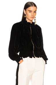 Stella Mccartney Naomi Fluid Velvet Bomber Jacket In Black
