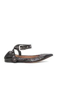 Valentino Ankle Strap Leather Ballerina Flats In Black