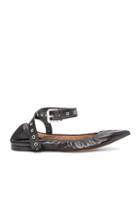 Valentino Ankle Strap Leather Ballerina Flats In Black