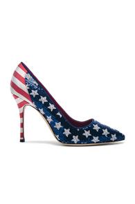 Manolo Blahnik Duke 105 Heel In Blue,geometric Print