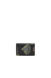 Alexander Mcqueen Feather Printed Leather Pocket Organizer In Black