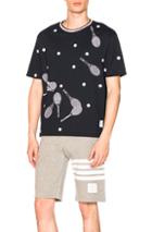 Thom Browne Jersey Cotton Racket Embroidered Tee In Abstract,blue