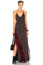 R13 Slit Slip Dress In Black,red,floral