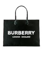Burberry Large Leather Tote Bag In Black