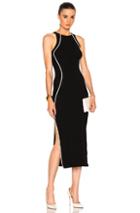 Mugler Contrasted Line Knit Dress In Black,white