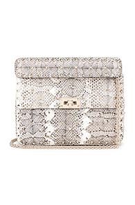 Valentino Rockstud Spike Medium Shoulder Bag In Animal Print,blue