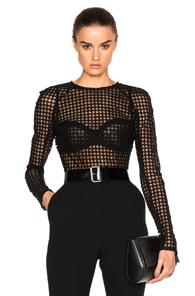 David Koma Macrame Bodysuit In Black