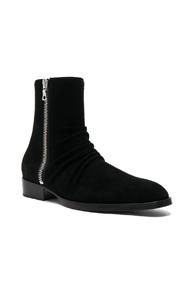 Amiri Suede Skinny Stack Boots In Black