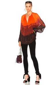 Raquel Allegra Dreamer Blouse In Ombre & Tie Dye,orange,red