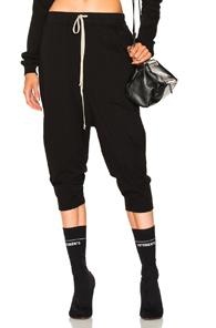 Drkshdw By Rick Owens Drawstring Cropped Pant In Black