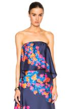 Tanya Taylor Off Shoulder Top In Floral,blue