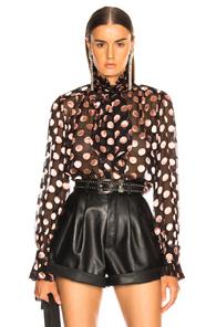 Zimmermann Unbridled Tie Neck Blouse In Black,geometric Print,pink