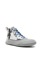 Lanvin Printed Canvas Mid Top Sneakers In Gray,abstract