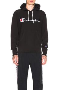 Champion Reverse Weave Hooded Sweatshirt In Black