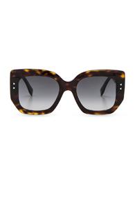 Fendi Hideaway Logo Rectangle Sunglasses In Brown,animal Print