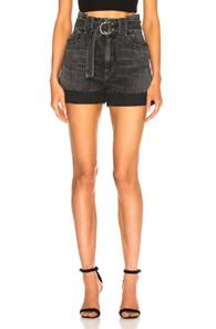 Jean Atelier Cinch Jean Shorts In Gray