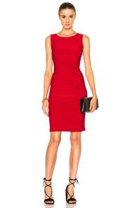 Norma Kamali Sleeveless Shirred Waist Dress In Red