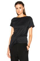 Ann Demeulemeester Short Sleeve Wrap Tee In Black
