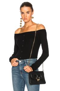 Frame Denim Off The Shoulder Cardigan In Black