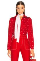 Valentino Tie Neck Blouse In Floral,red