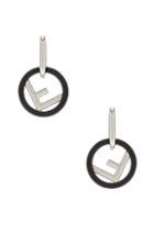 Fendi Small Logo Drop Earrings In Black