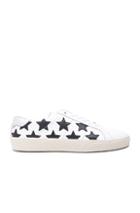 Saint Laurent Court Classic Star Leather Sneakers In White,geometric Print